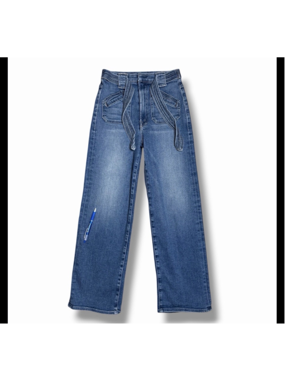 Mother The Tie Patch Rambler Straight Leg High Rise Jeans Hop On Hop Off 26